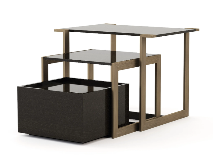 FORTUNE - Square brass and wooden side table _ Stylish Club